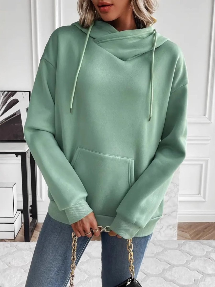 Drawstring Long Sleeve Hoodie with Kangaroo Pocket - S. M. & Co.