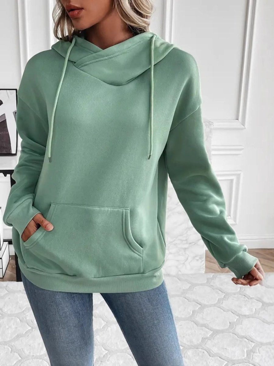 Drawstring Long Sleeve Hoodie with Kangaroo Pocket - S. M. & Co.