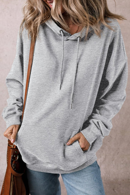 Drawstring Pocketed Long Sleeve Hoodie - S. M. & Co.