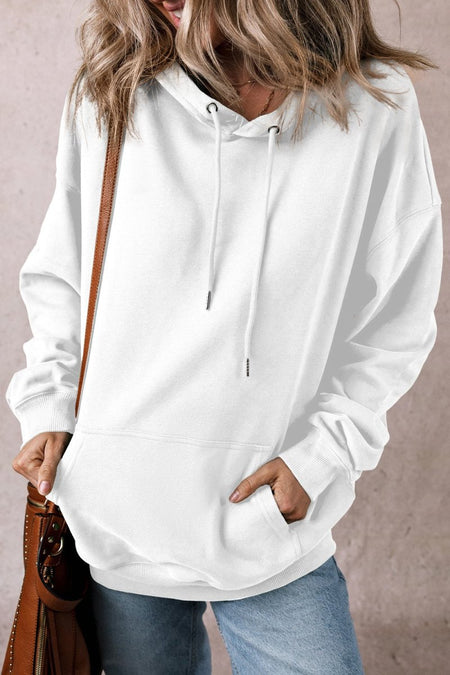 Drawstring Pocketed Long Sleeve Hoodie - S. M. & Co.