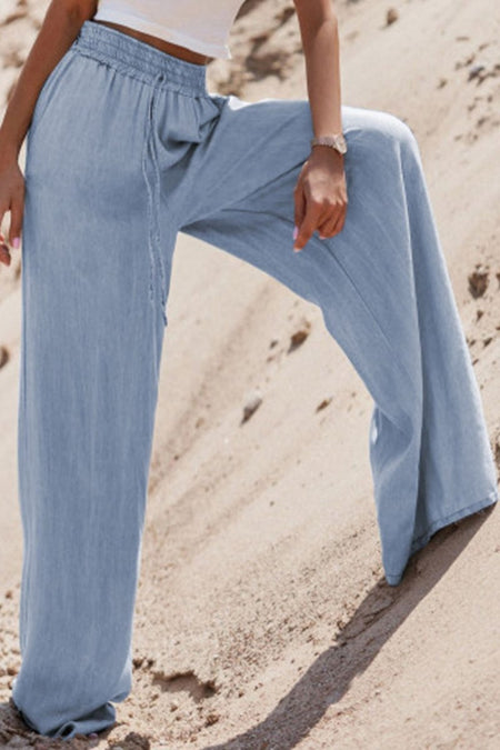 Drawstring Wide Leg Jeans - S. M. & Co.