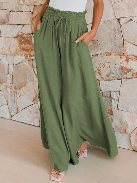 Drawstring Wide Leg Pants with Pockets - S. M. & Co.