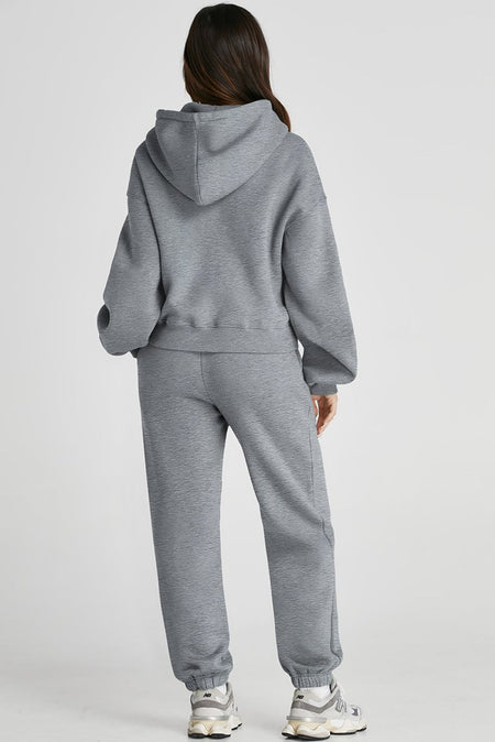 Dropped Shoulder Hooded Top and Pants Active Set - S. M. & Co. Two Piece Sets/Top and Bottom