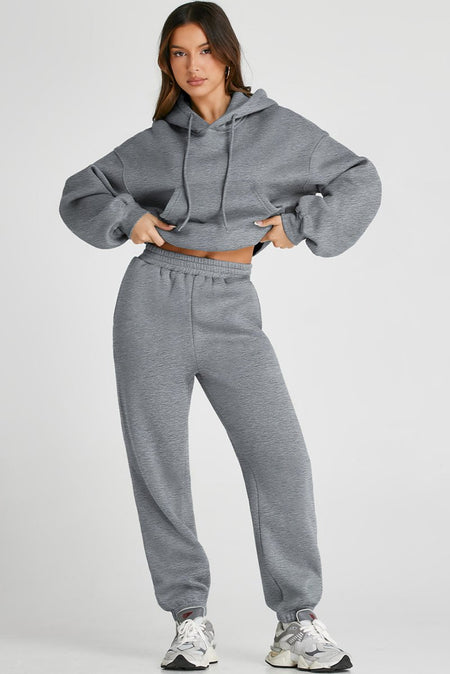 Dropped Shoulder Hooded Top and Pants Active Set - S. M. & Co. Two Piece Sets/Top and Bottom