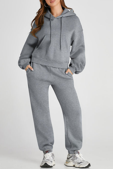 Dropped Shoulder Hooded Top and Pants Active Set - S. M. & Co. Two Piece Sets/Top and Bottom