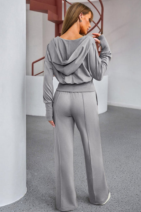 Dropped Shoulder Hoodie and Drawstring Pants Active Set - S. M. & Co.