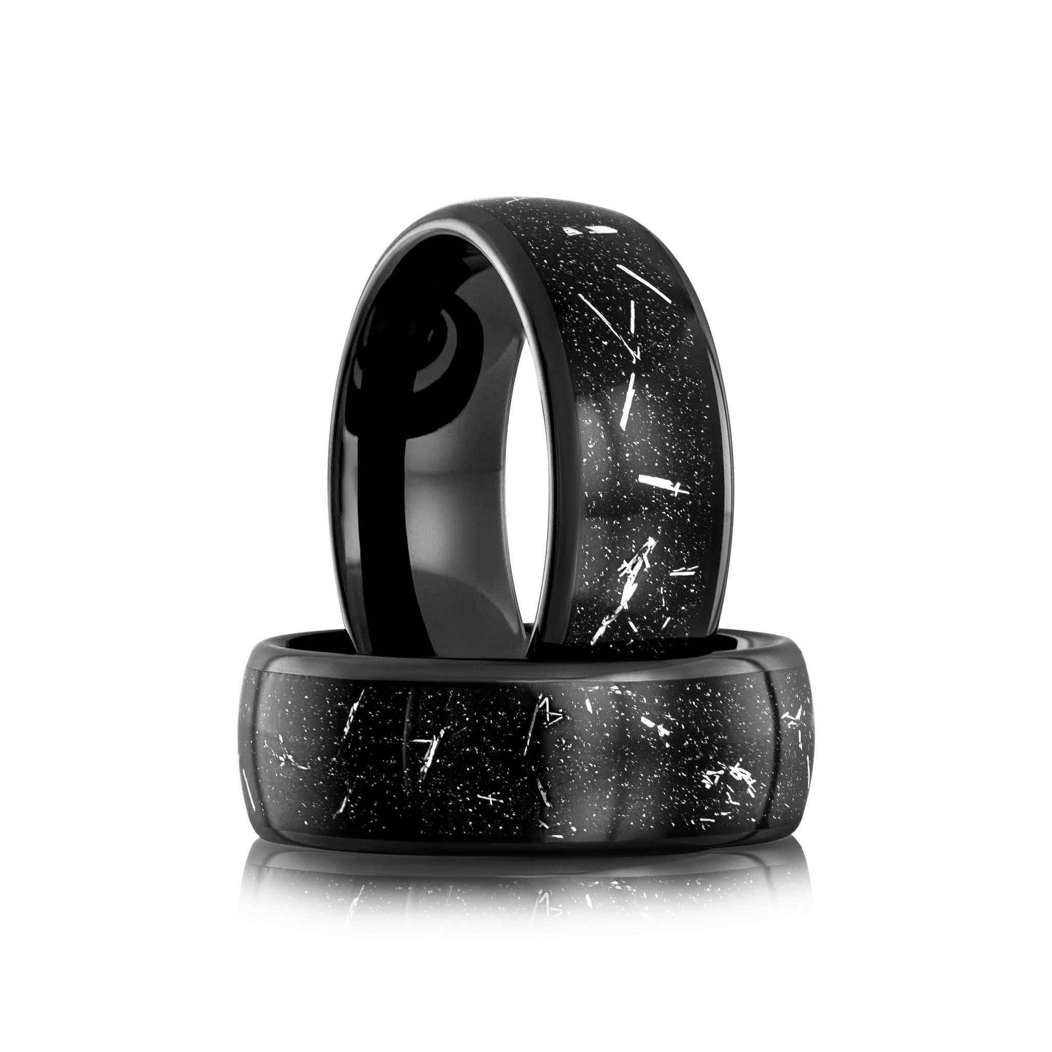 Meteorite Ring – Black Eclipse Tungsten Carbide Band for Men & Women