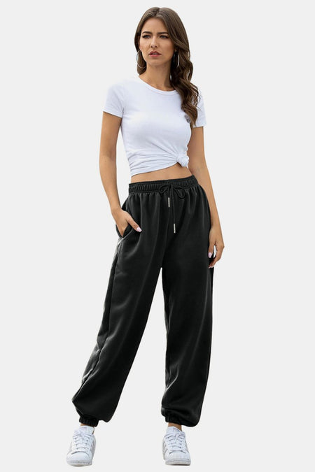 Elastic Waist Joggers with Pockets - S. M. & Co.