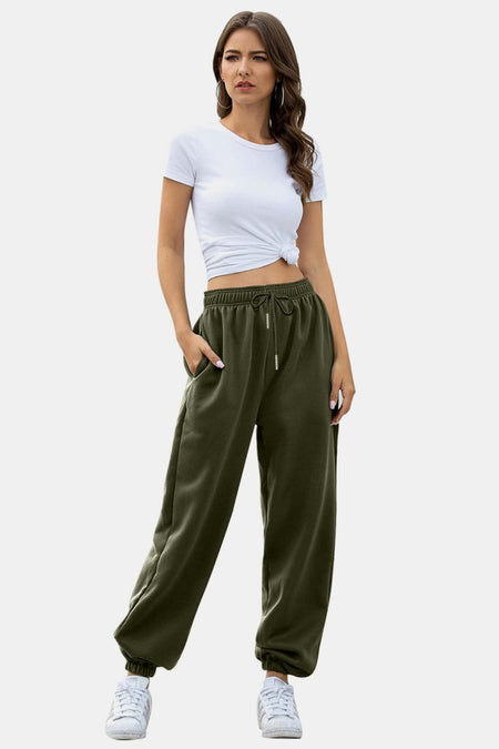 Elastic Waist Joggers with Pockets - S. M. & Co.