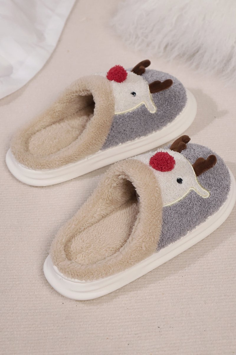 Elk Furry PVC Flat Slippers - S. M. & Co.