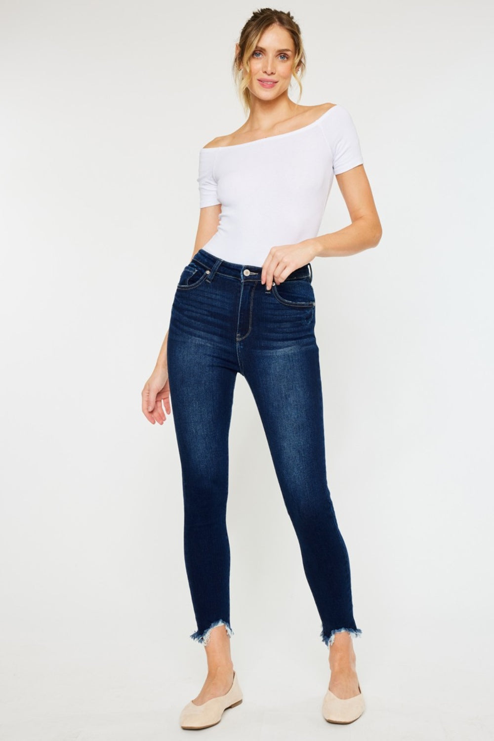 Kancan Full Size High Rise Frayed Ankle Skinny Jeans - S. M. & Co.