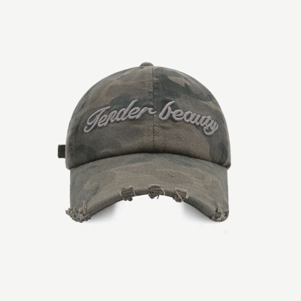 Letter Graphic Camouflage Cotton Hat