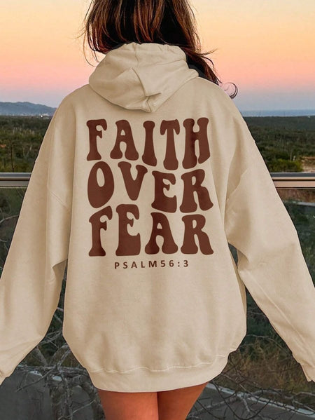 FAITH OVER FEAR Dropped Shoulder Hoodie - S. M. & Co. Sweatshirt