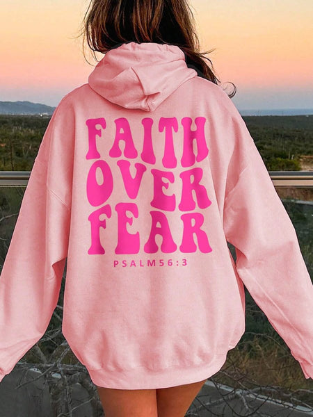 FAITH OVER FEAR Dropped Shoulder Hoodie - S. M. & Co. Sweatshirt