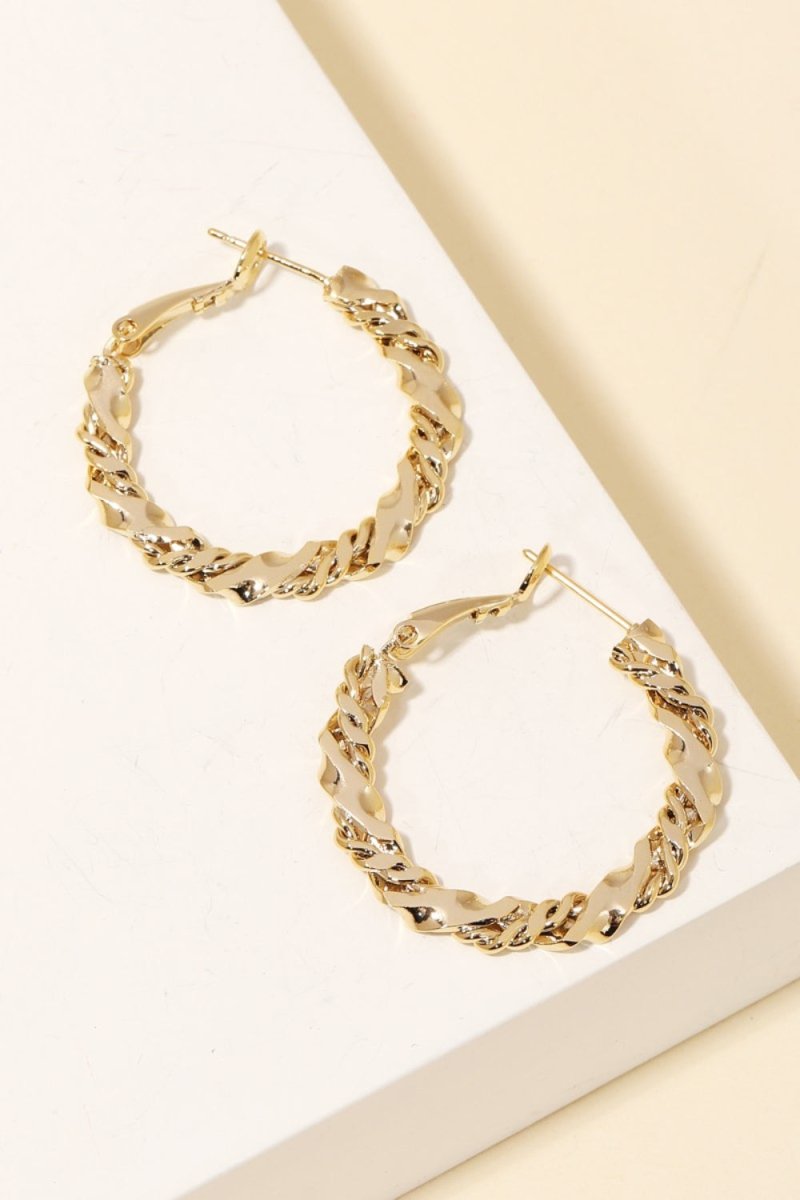 Fame Double Twist Chain Latch Hoop Earrings - S. M. & Co.