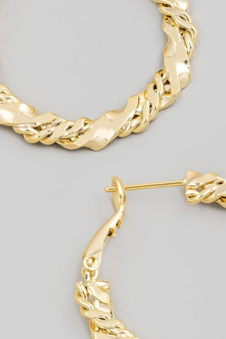 Fame Double Twist Chain Latch Hoop Earrings - S. M. & Co.