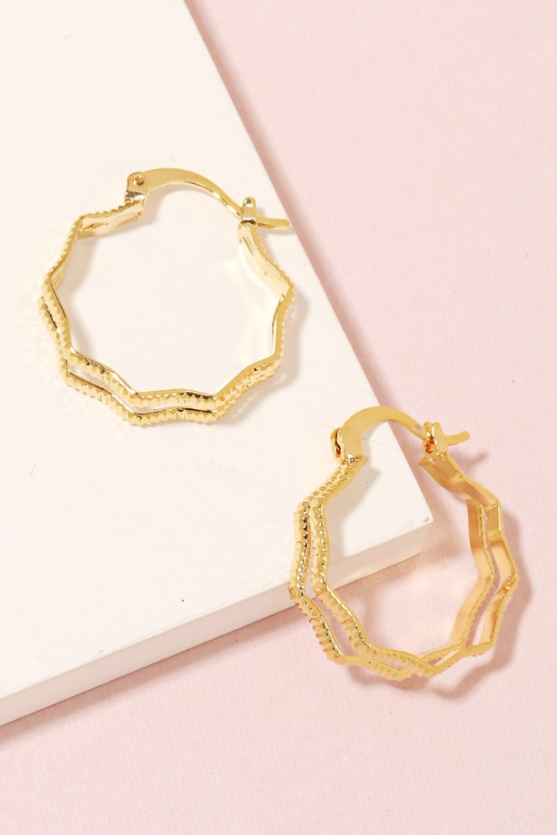 Fame Double Wavy Pincatch Hoop Earrings - S. M. & Co.