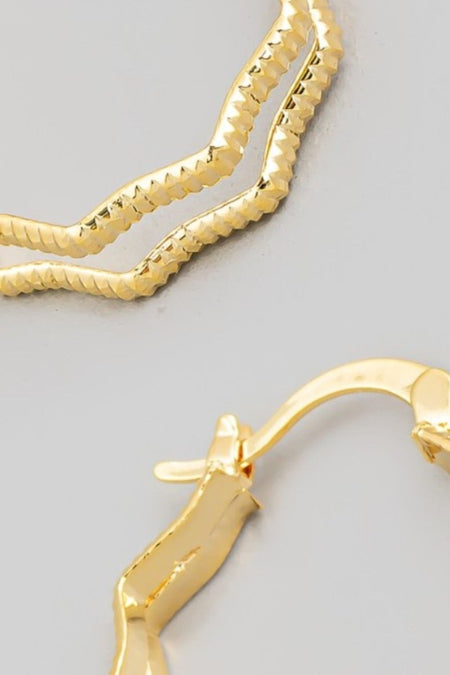 Fame Double Wavy Pincatch Hoop Earrings - S. M. & Co.