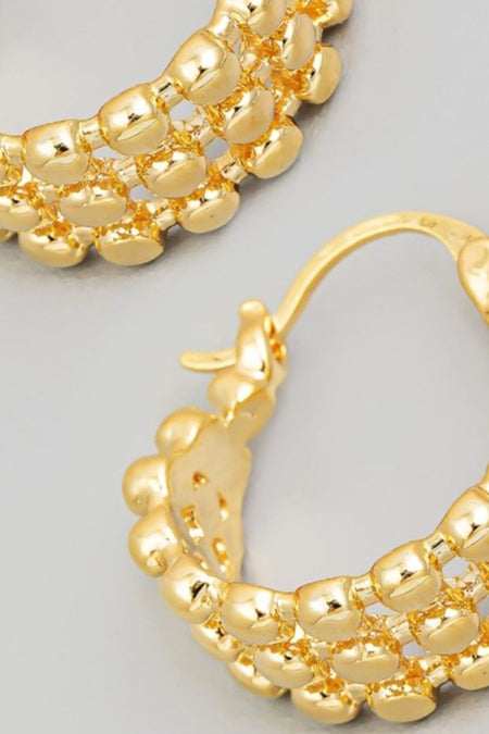 Fame Metallic Bead Pincatch Hoop Earrings - S. M. & Co.