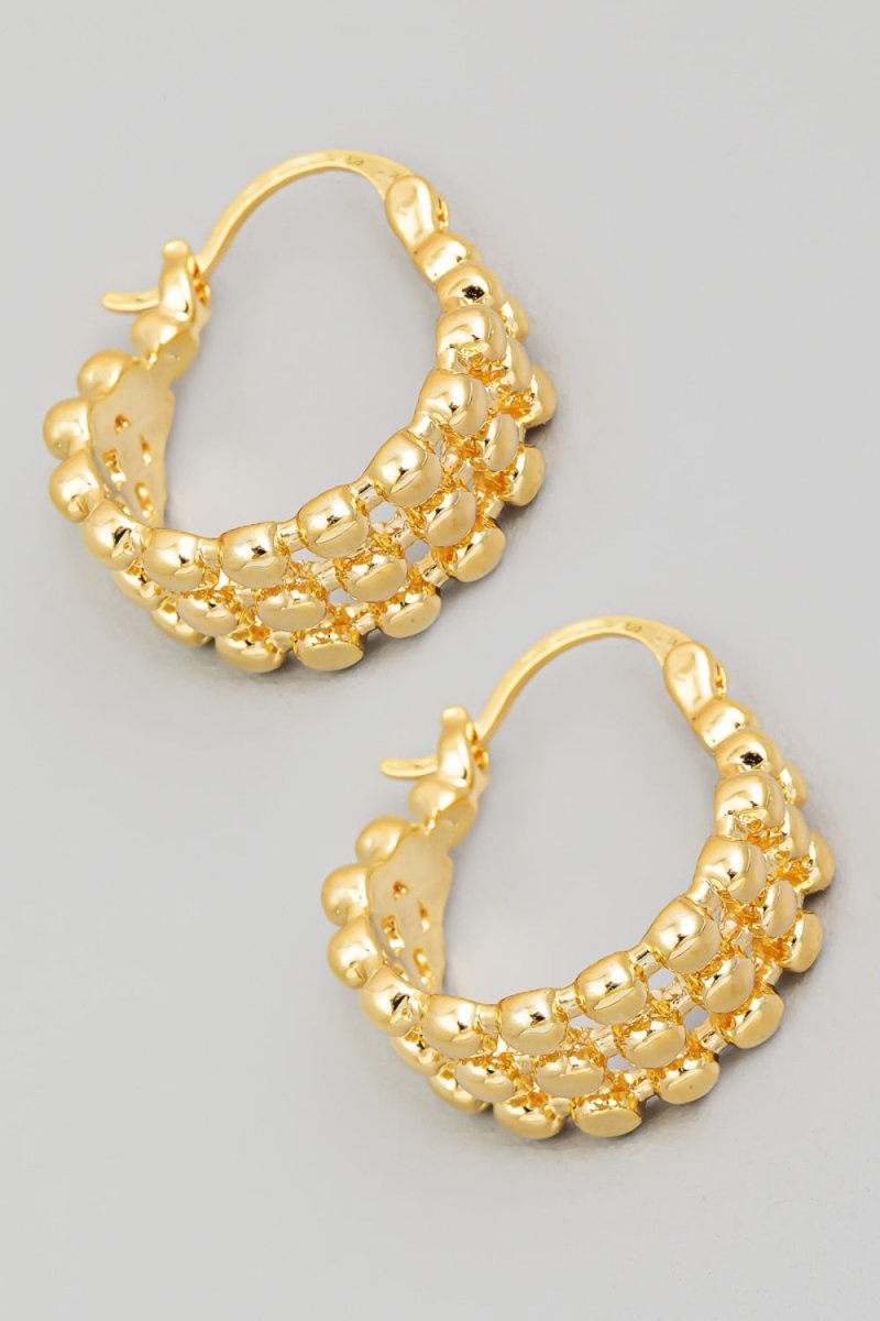 Fame Metallic Bead Pincatch Hoop Earrings - S. M. & Co.