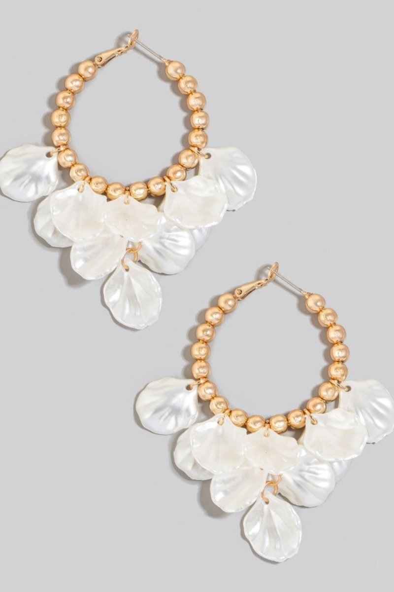 Fame Pearl Petal Charms Beaded Latch Hoop Earrings - S. M. & Co.