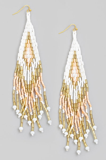 Fame Seed Beaded Fringe Drop Earrings - S. M. & Co.