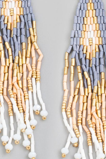 Fame Seed Beaded Fringe Drop Earrings - S. M. & Co.