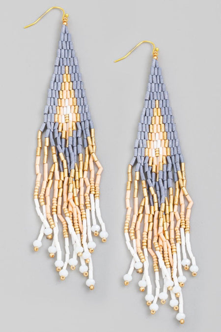 Fame Seed Beaded Fringe Drop Earrings - S. M. & Co.