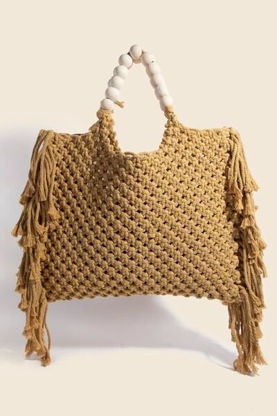 Fame Wooden Beaded Handle Braided Tote Bag - S. M. & Co.