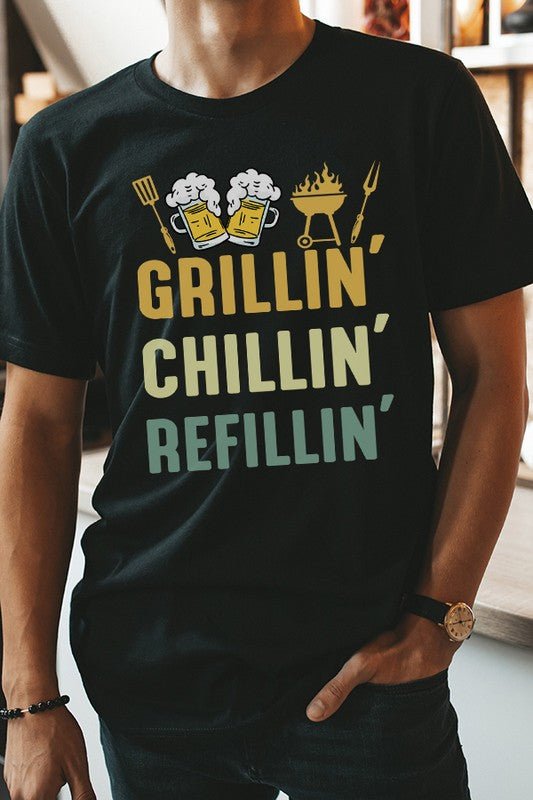 Fathers Day Gifts Grillin Chillin Refillin Tee - S. M. & Co. T-Shirt