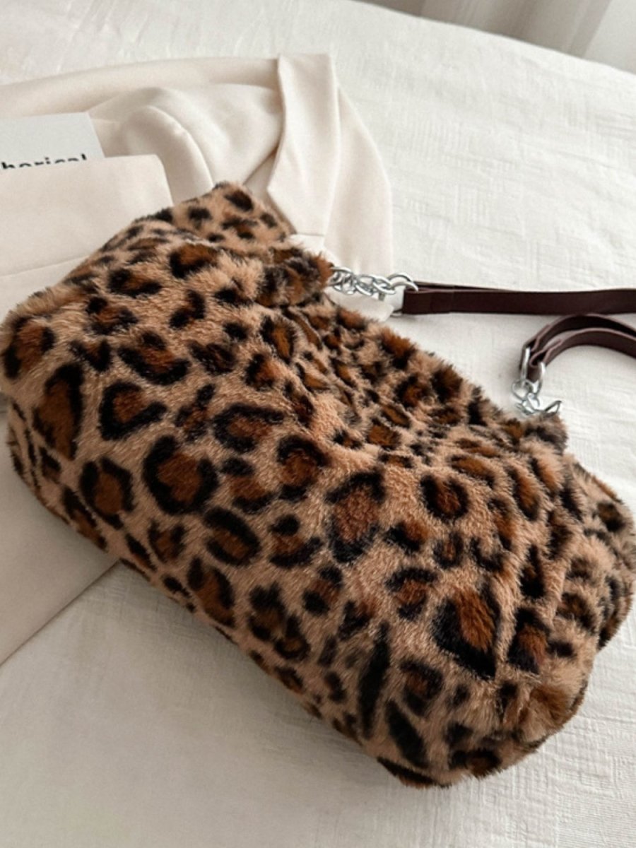 Faux Fur Leopard Shoulder Bag - S. M. & Co.