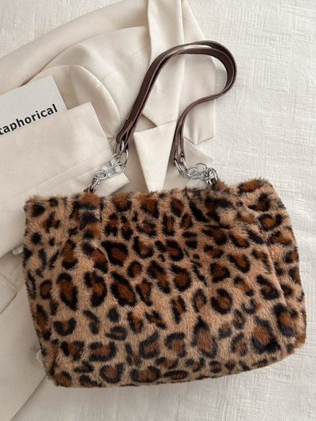 Faux Fur Leopard Shoulder Bag - S. M. & Co.