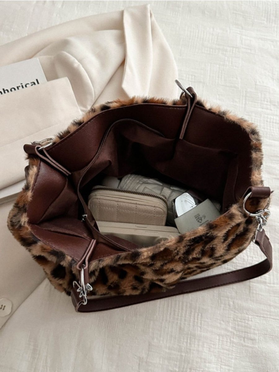 Faux Fur Leopard Shoulder Bag - S. M. & Co.