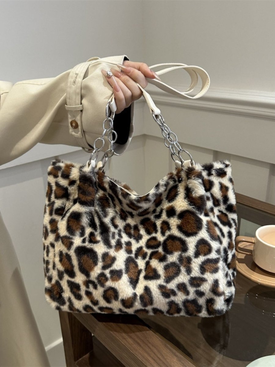 Faux Fur Leopard Shoulder Bag - S. M. & Co.