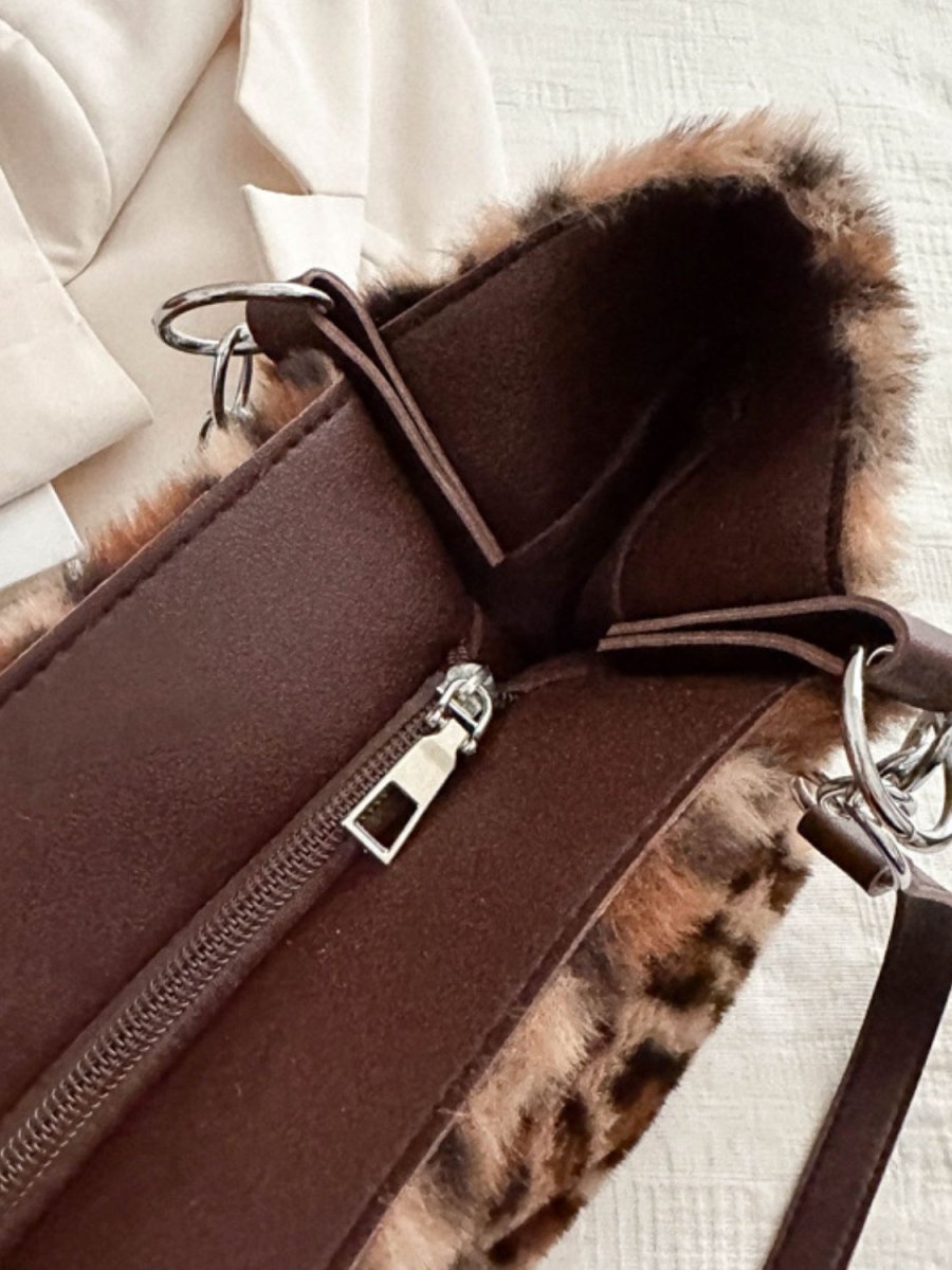 Faux Fur Leopard Shoulder Bag - S. M. & Co.