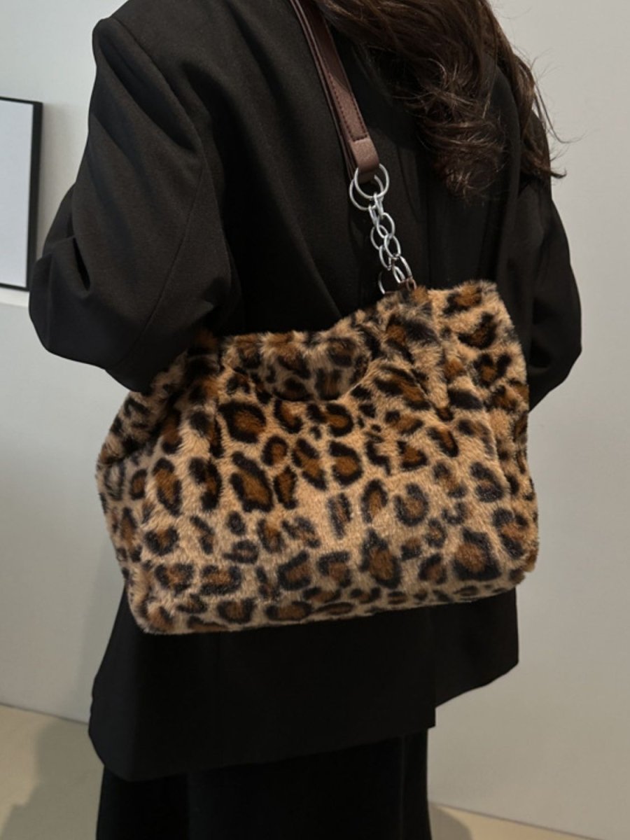 Faux Fur Leopard Shoulder Bag - S. M. & Co.