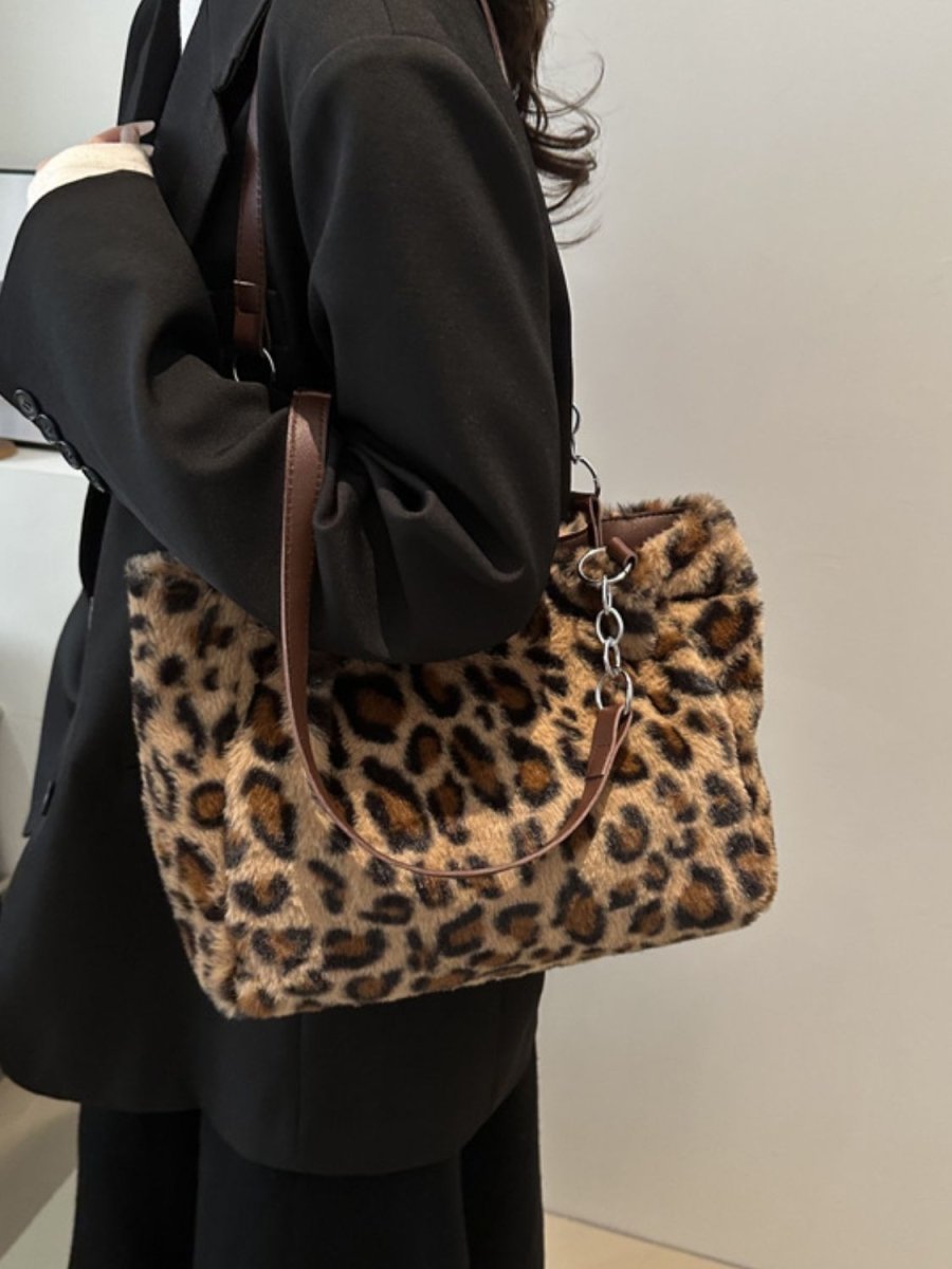 Faux Fur Leopard Shoulder Bag - S. M. & Co.