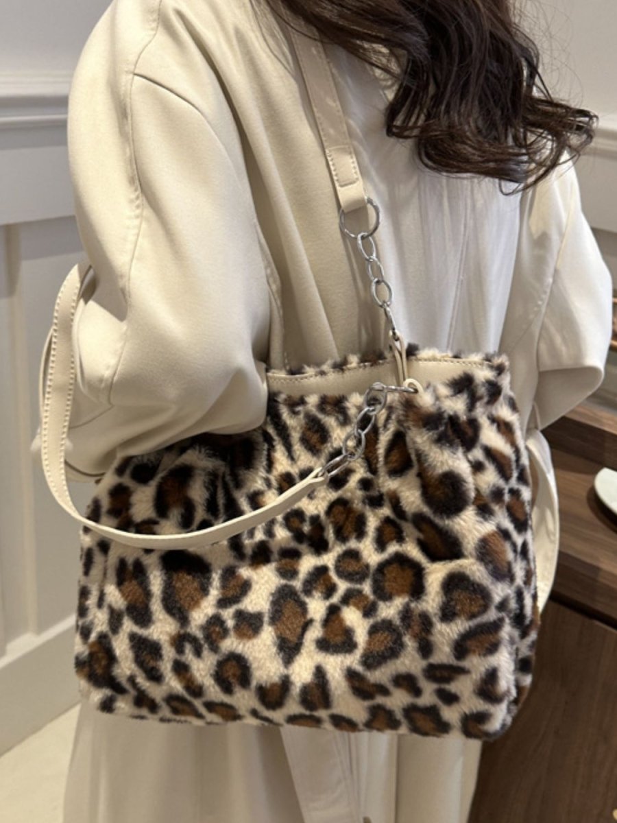 Faux Fur Leopard Shoulder Bag - S. M. & Co.