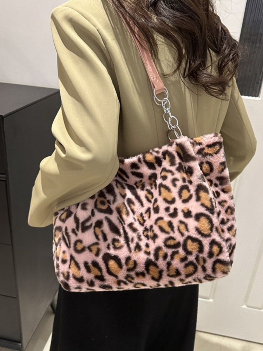 Faux Fur Leopard Shoulder Bag - S. M. & Co.