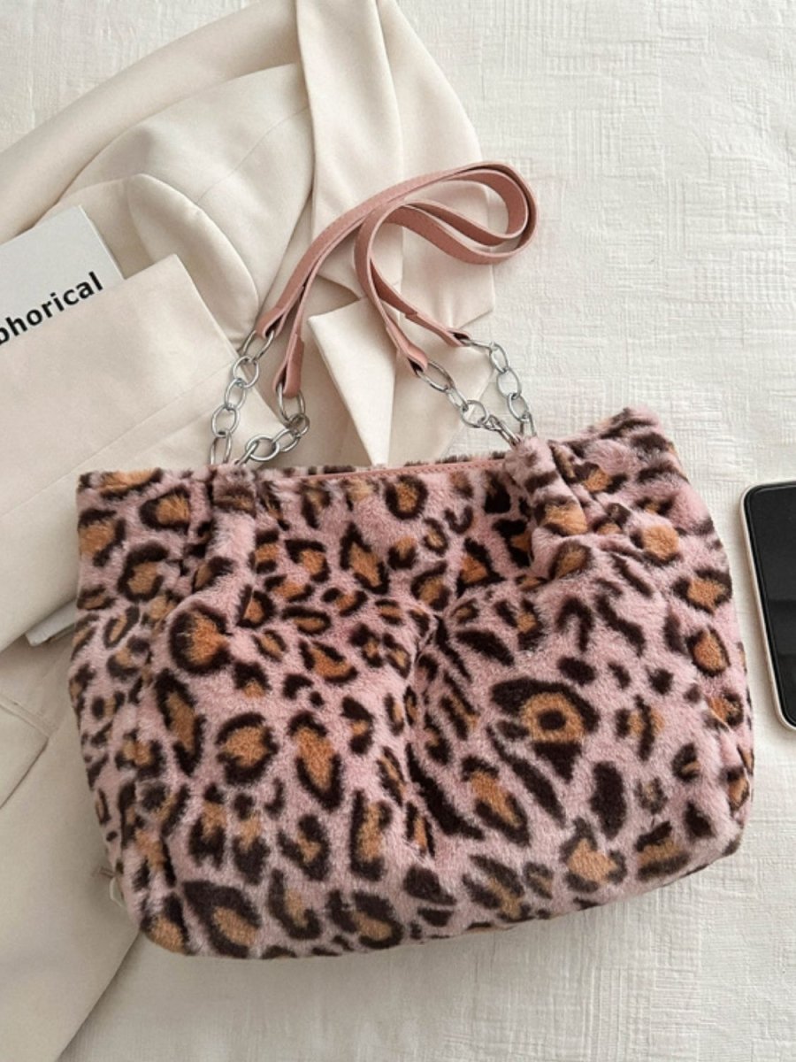 Faux Fur Leopard Shoulder Bag - S. M. & Co.