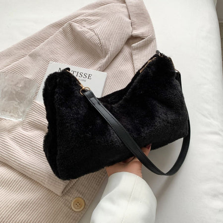 Faux Fur Removable Strap Shoulder Bag - S. M. & Co.