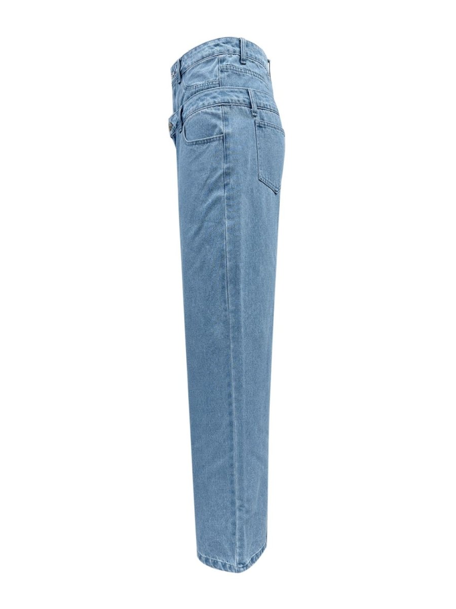 Faux Layered High Waist Jeans - S. M. & Co.