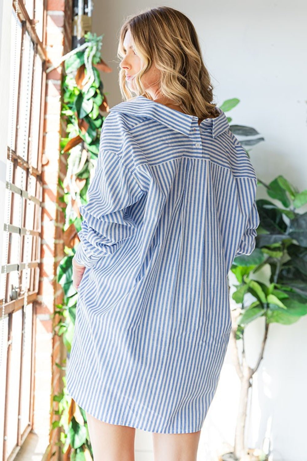 First Love Striped Button Down High-Low Hem Shirt - S. M. & Co.