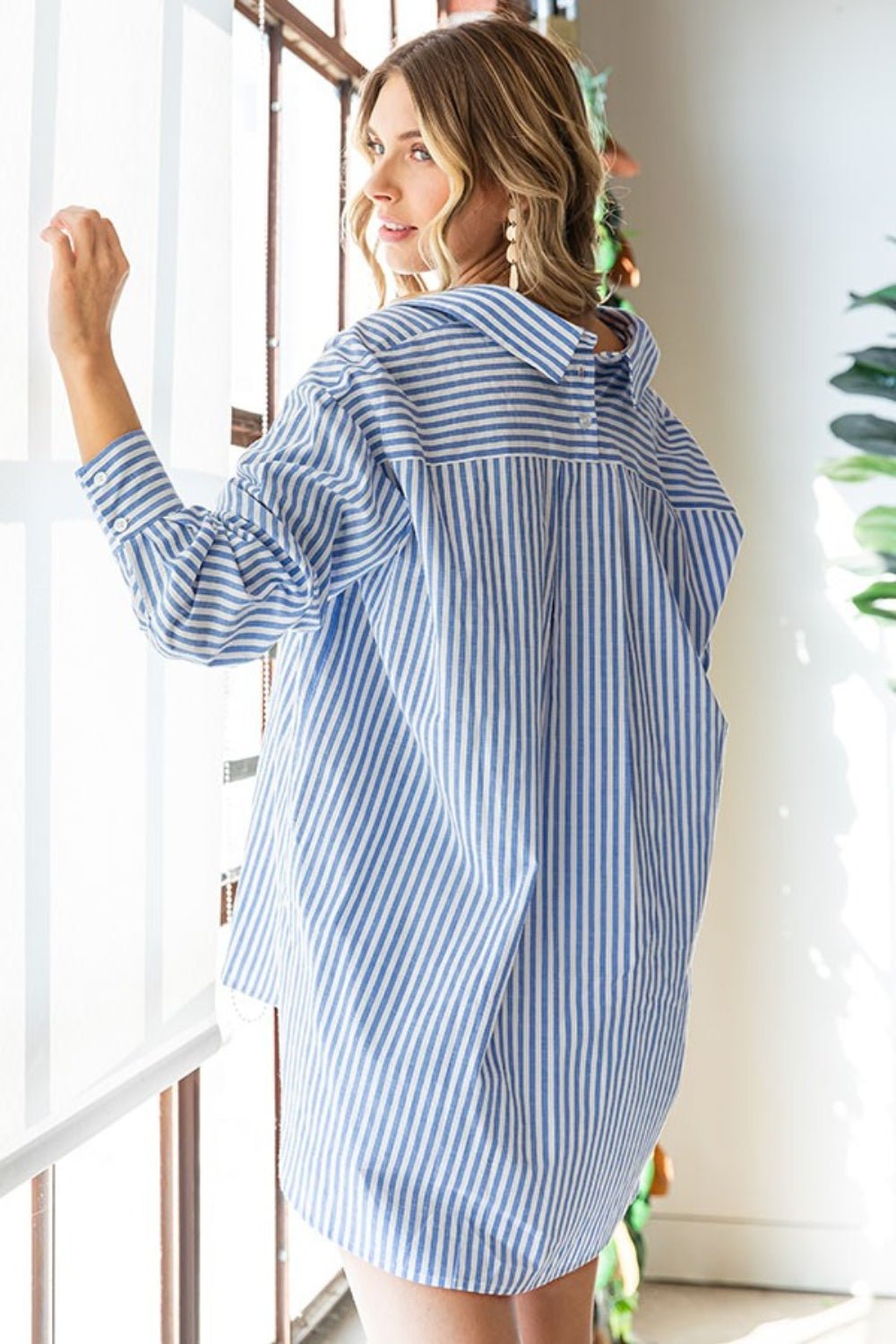 First Love Striped Button Down High-Low Hem Shirt - S. M. & Co.