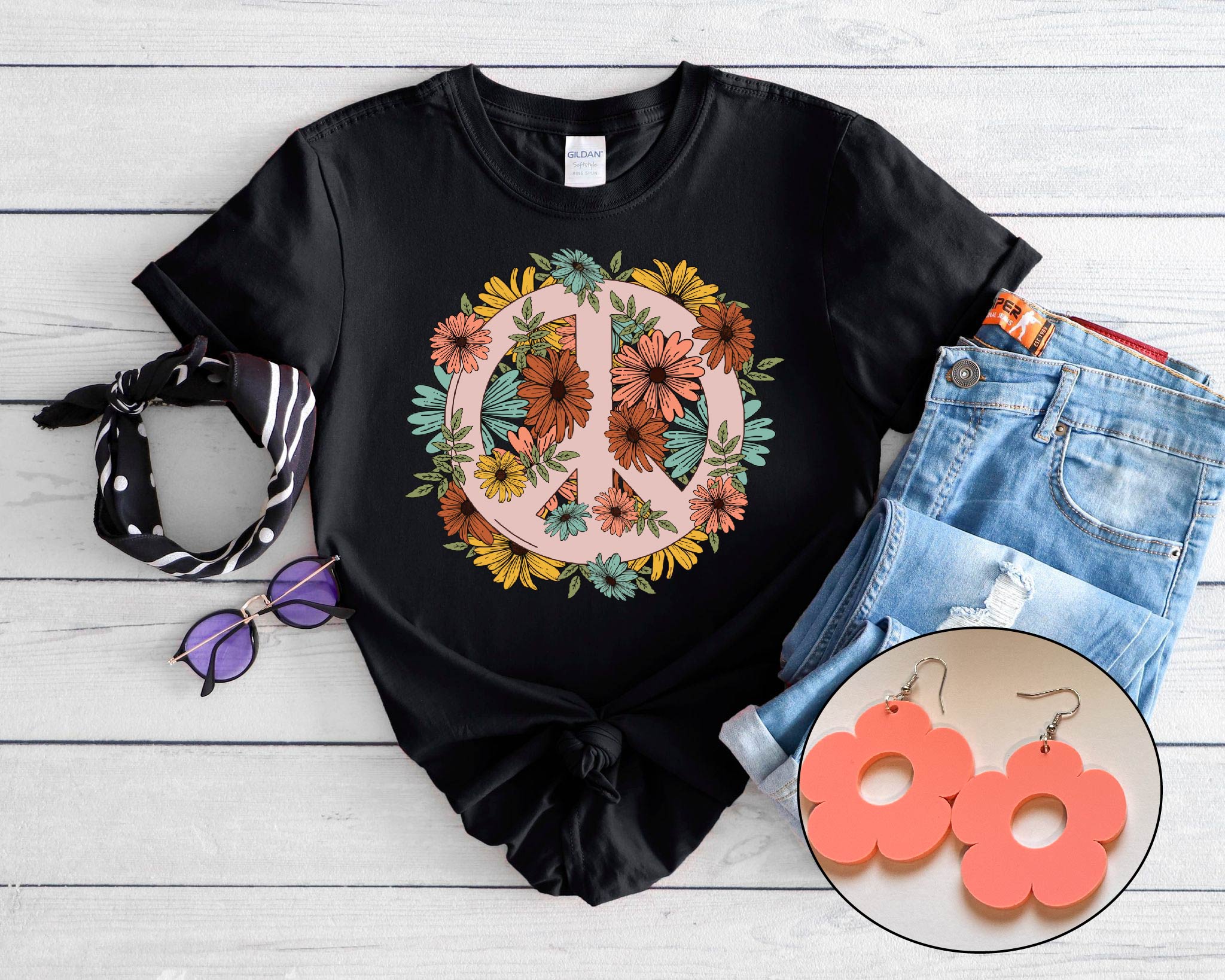 Floral Peace Sign - S. M. & Co. T-Shirts