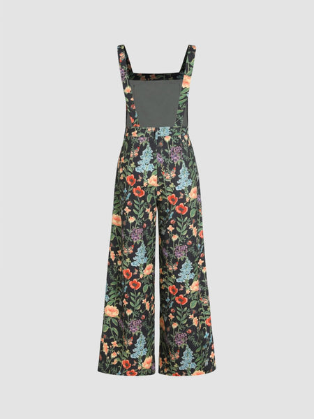 Floral Wide Leg Overalls - S. M. & Co.