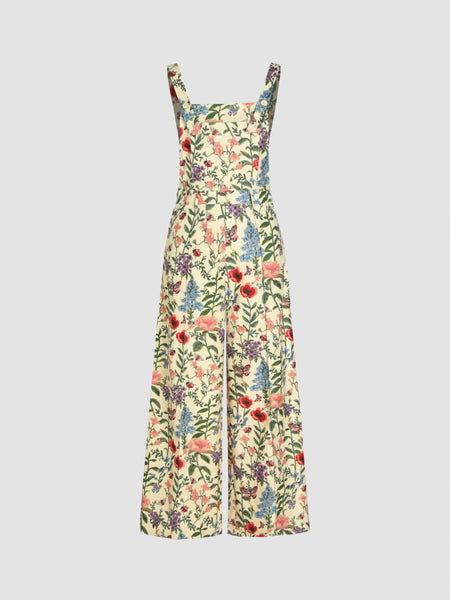 Floral Wide Leg Overalls - S. M. & Co.