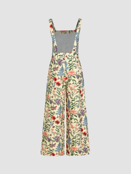 Floral Wide Leg Overalls - S. M. & Co.