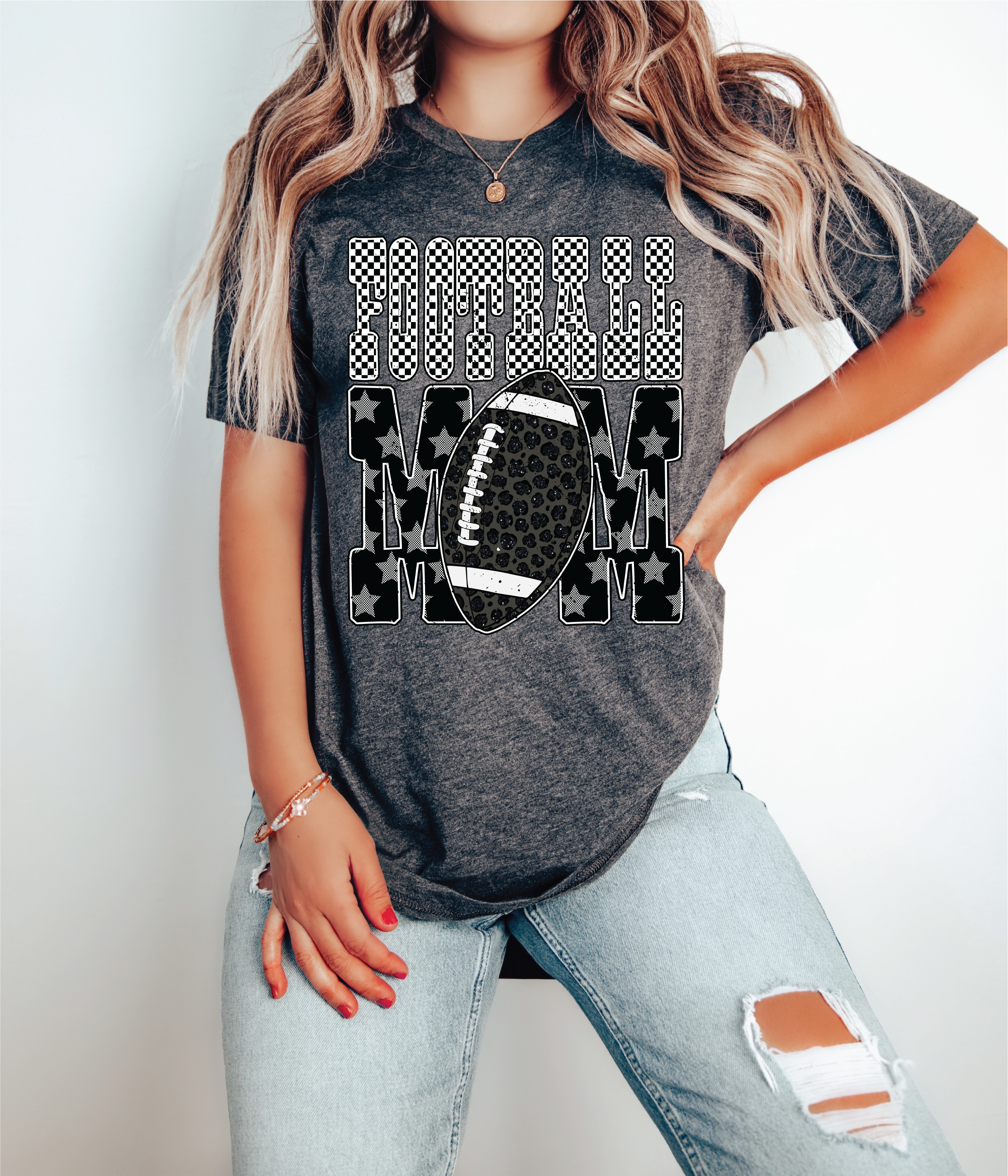 Football Mom Football Graphic T-Shirt