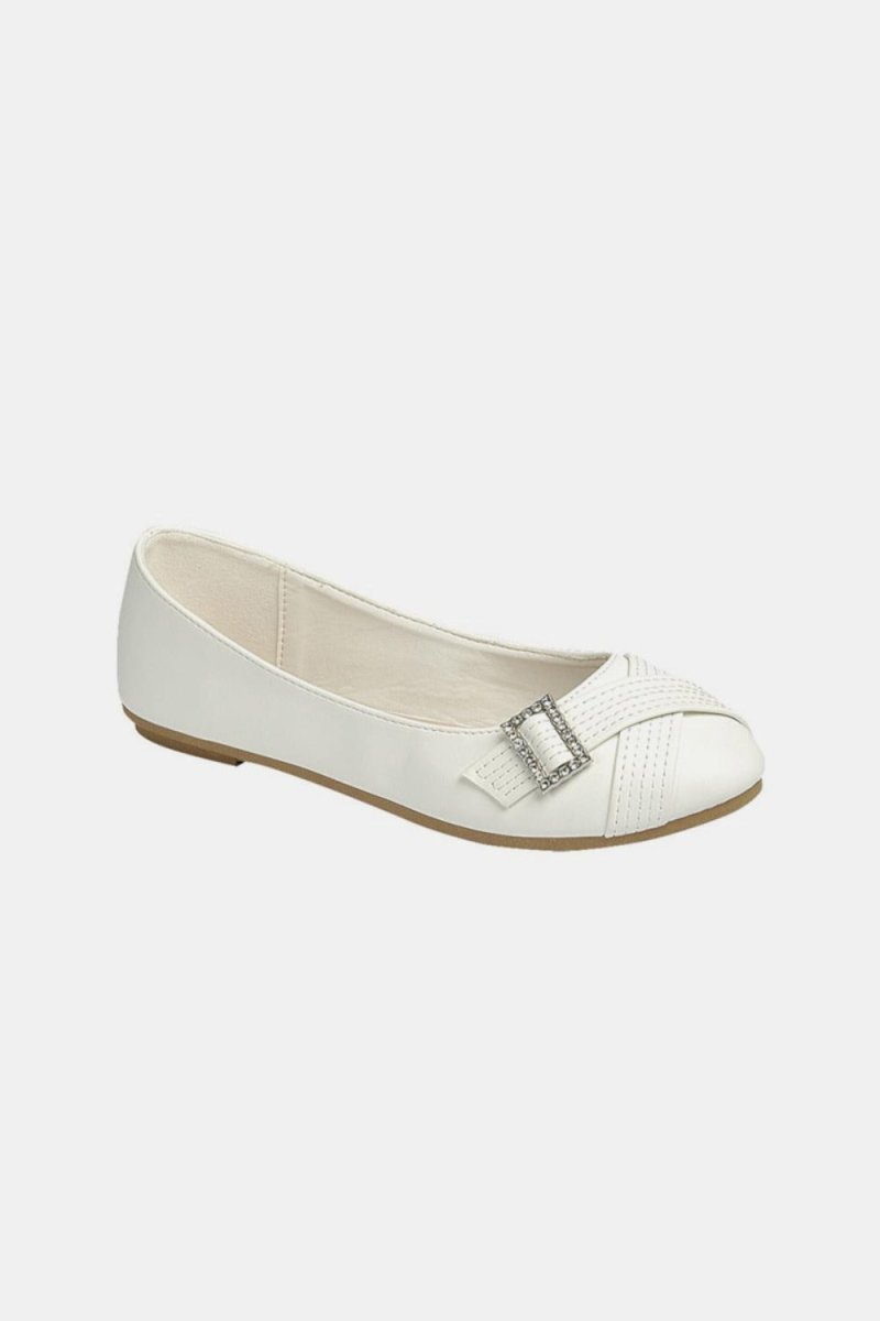 Forever Link Slip On Rhinestone Buckle Ballet Flats - S. M. & Co.